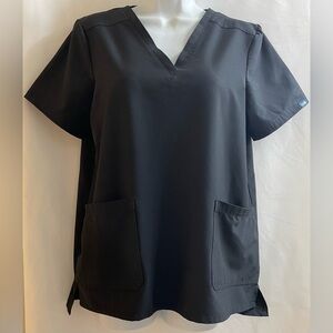 Adar Women’s V-Neck Polyester Spandex Black Scrub Top Size Medium